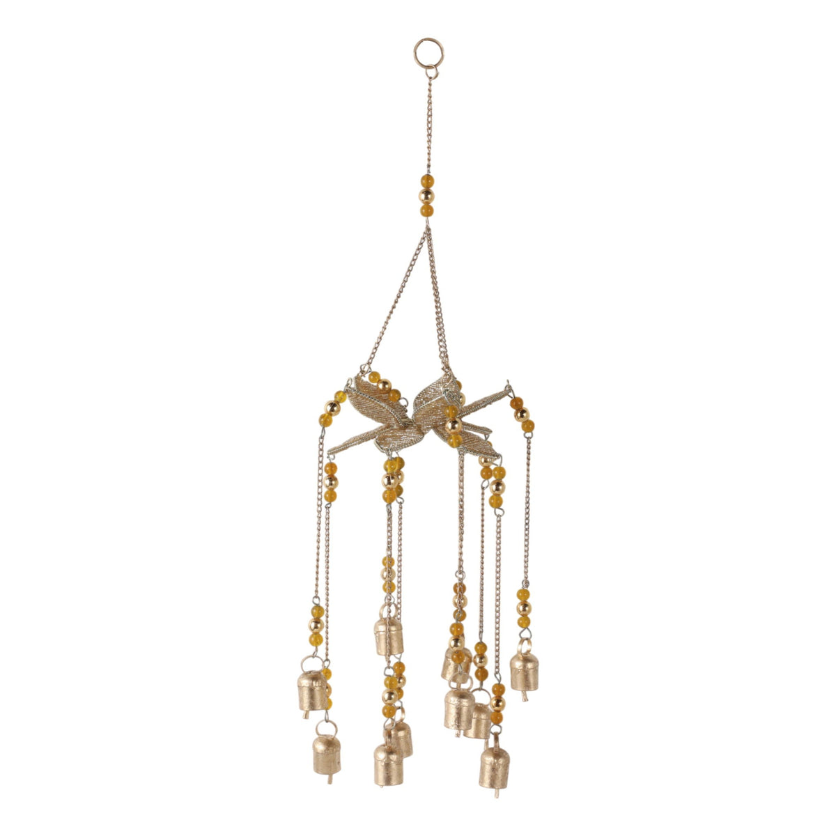 25" x 6" Beaded Mosaic 3D Flower Chime - Gold