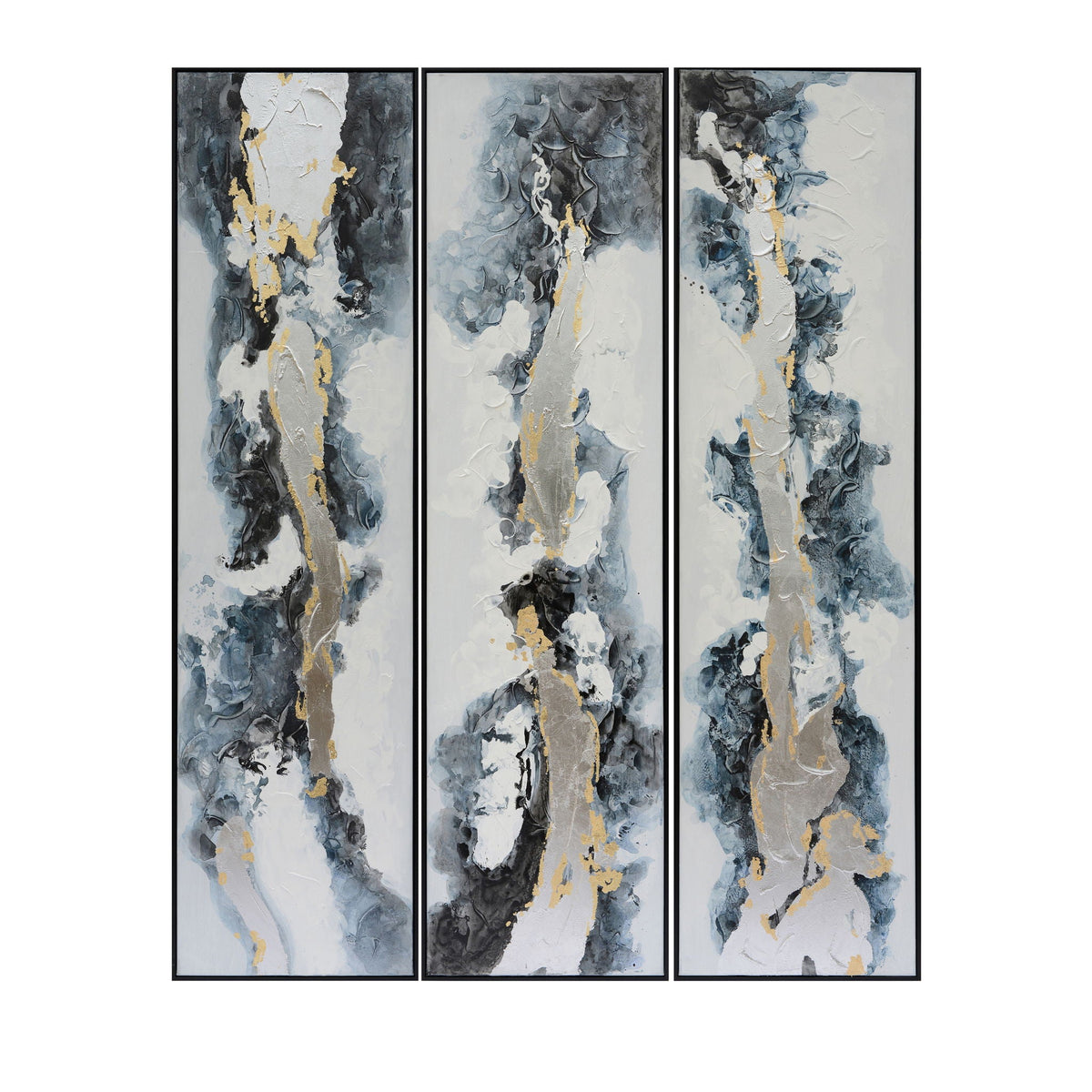 86" x 23" Abstract Oil Painting (Set of 3) - Multi