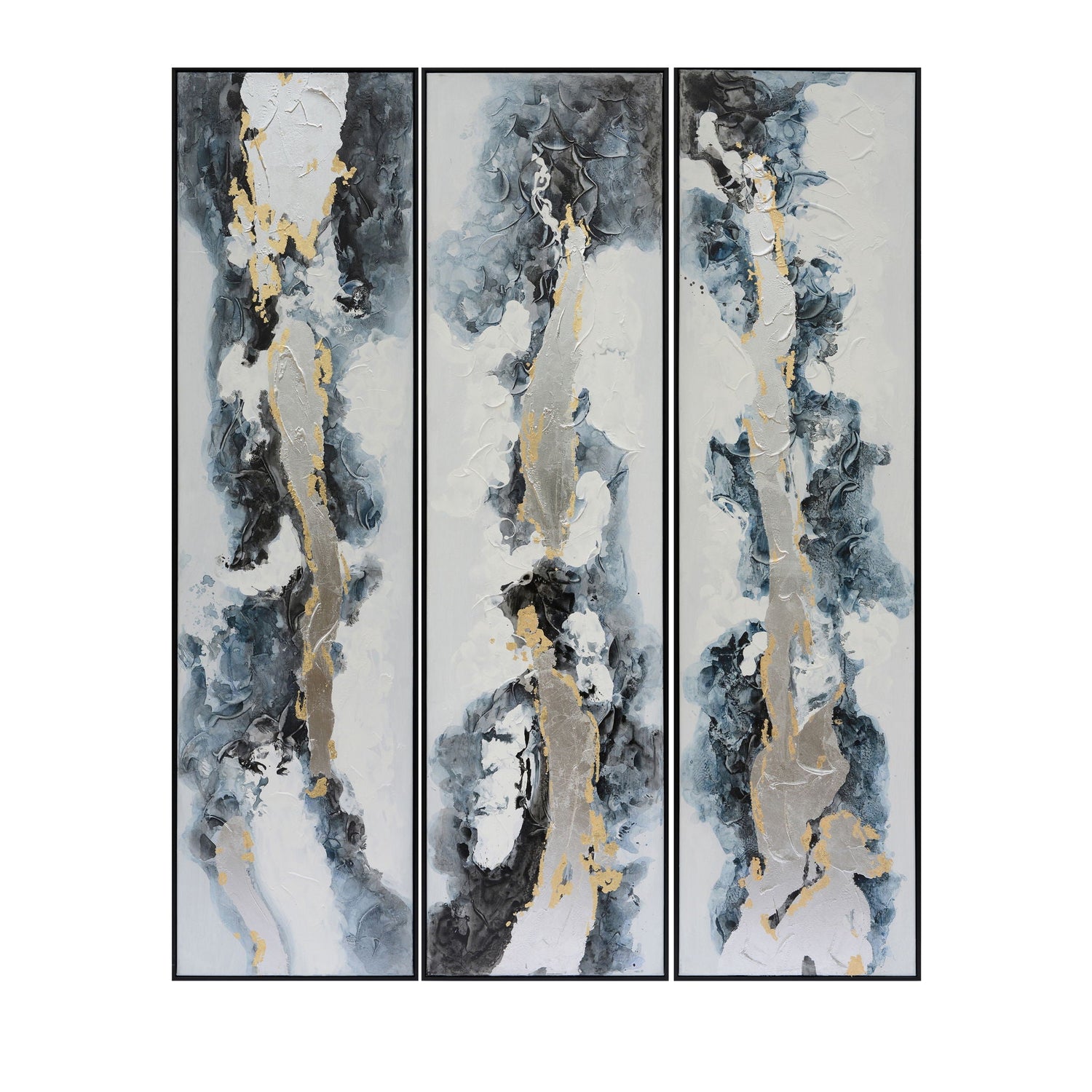 86" x 23" Abstract Oil Painting (Set of 3) - Multi