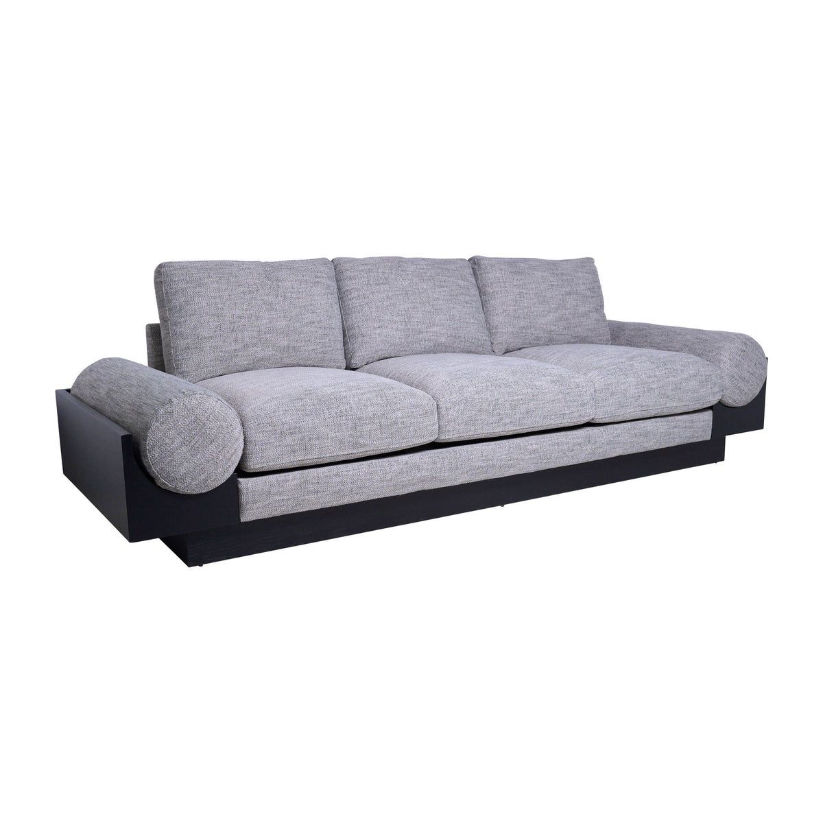 3- Seater Bolster Sofa Black Wood Base - Gray