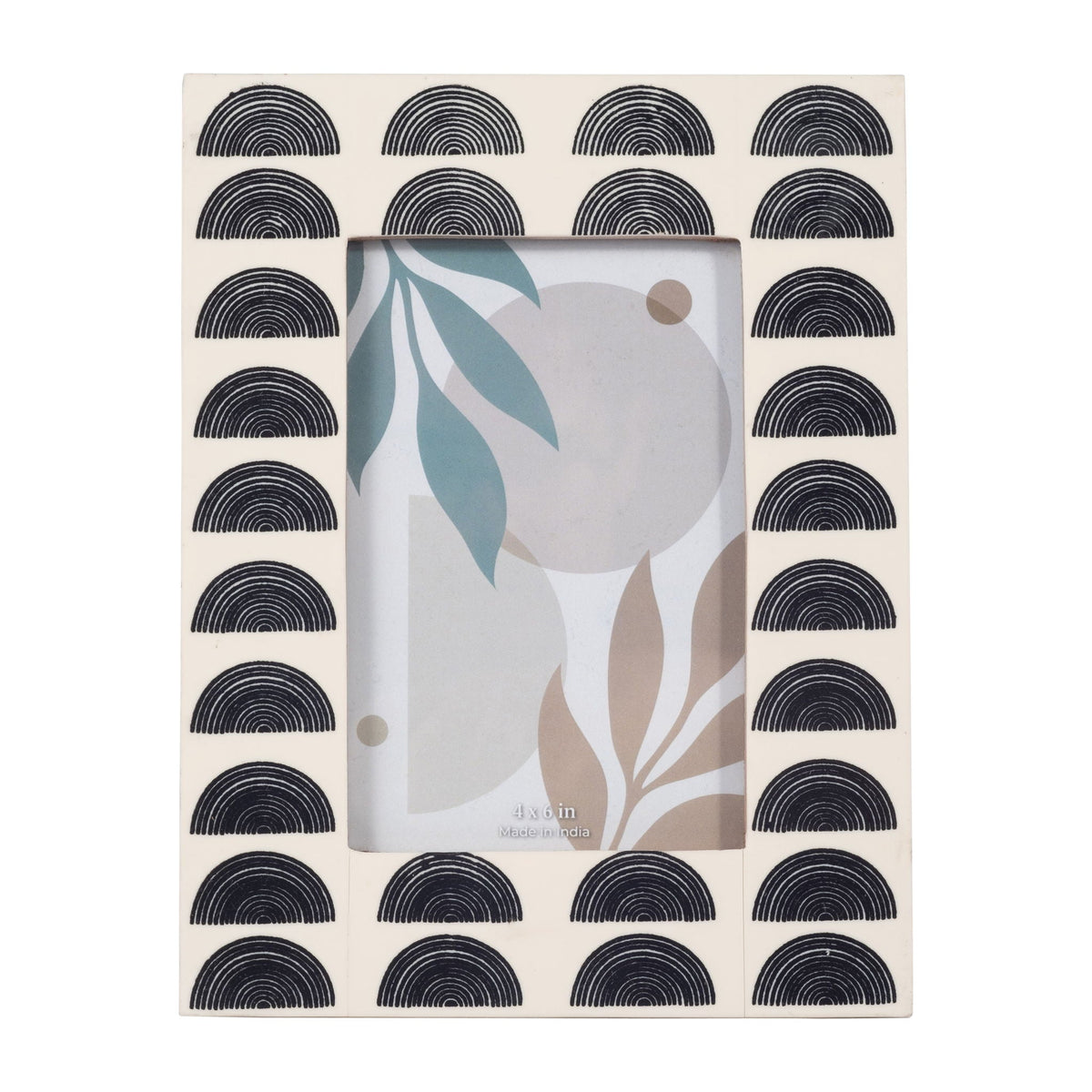 Resin 4" x 6" Black Arches Photo Frame - Ivory/Black