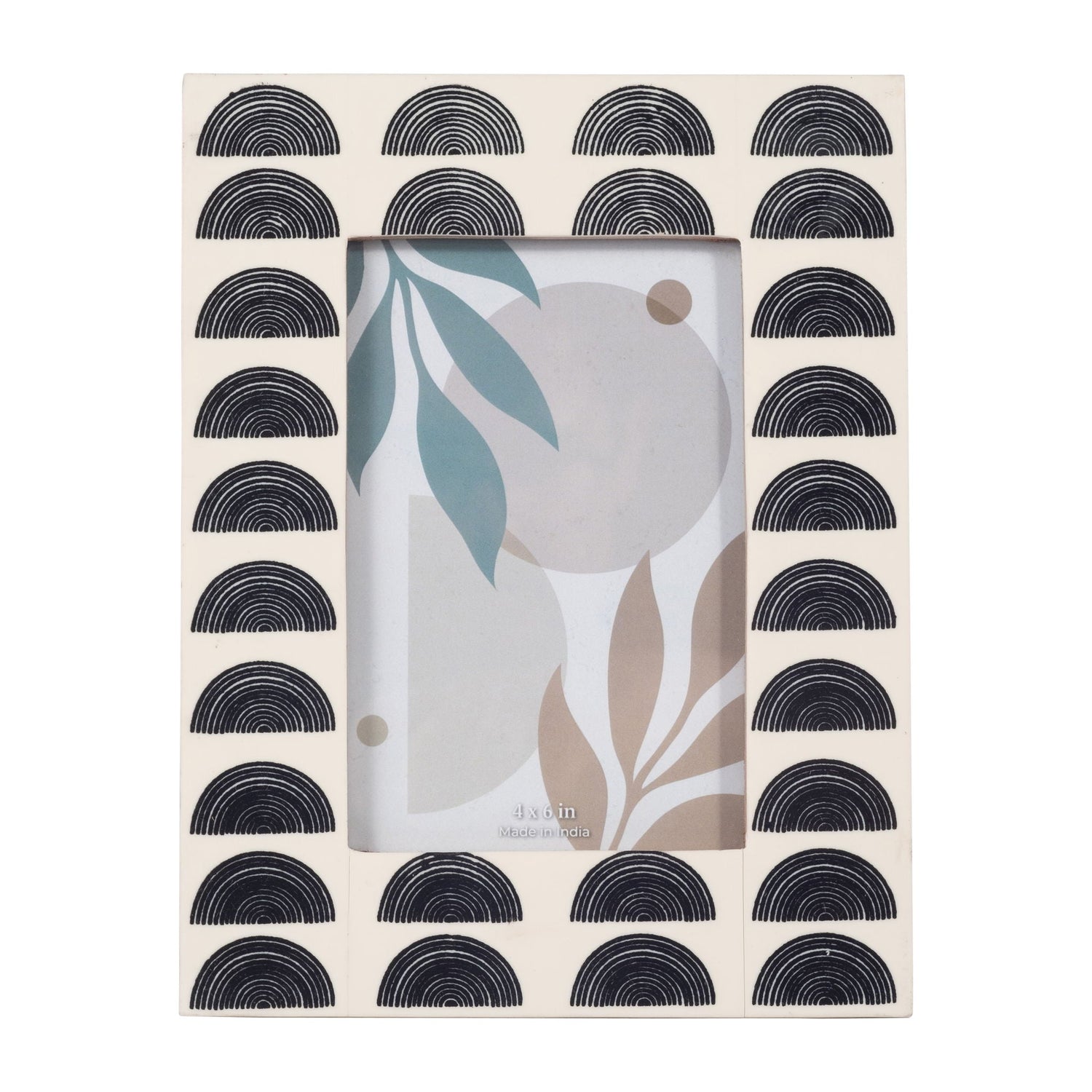 Resin 4" x 6" Black Arches Photo Frame - Ivory/Black
