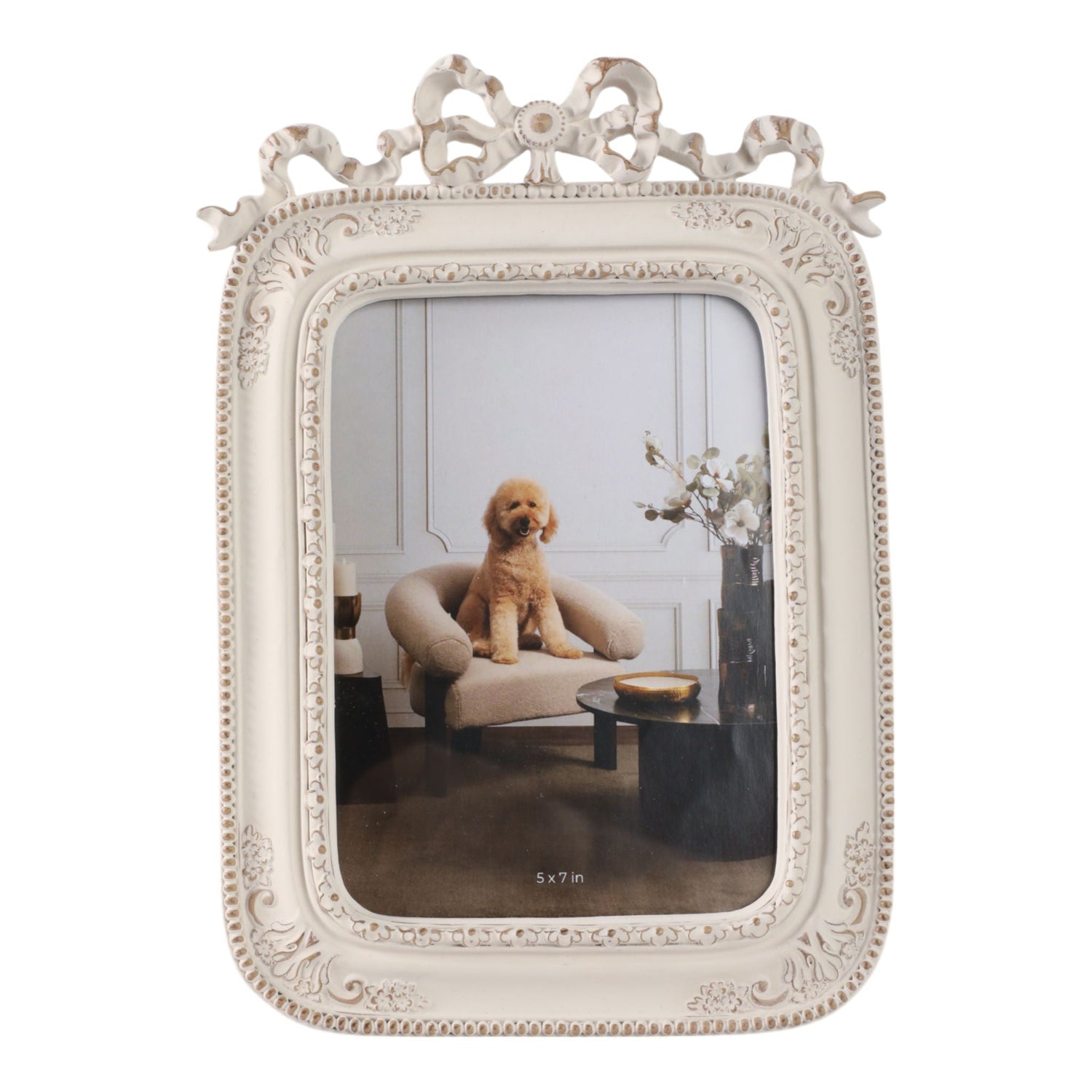 5" x 7" Resin Shabby Chic Photo Frame - Ivory
