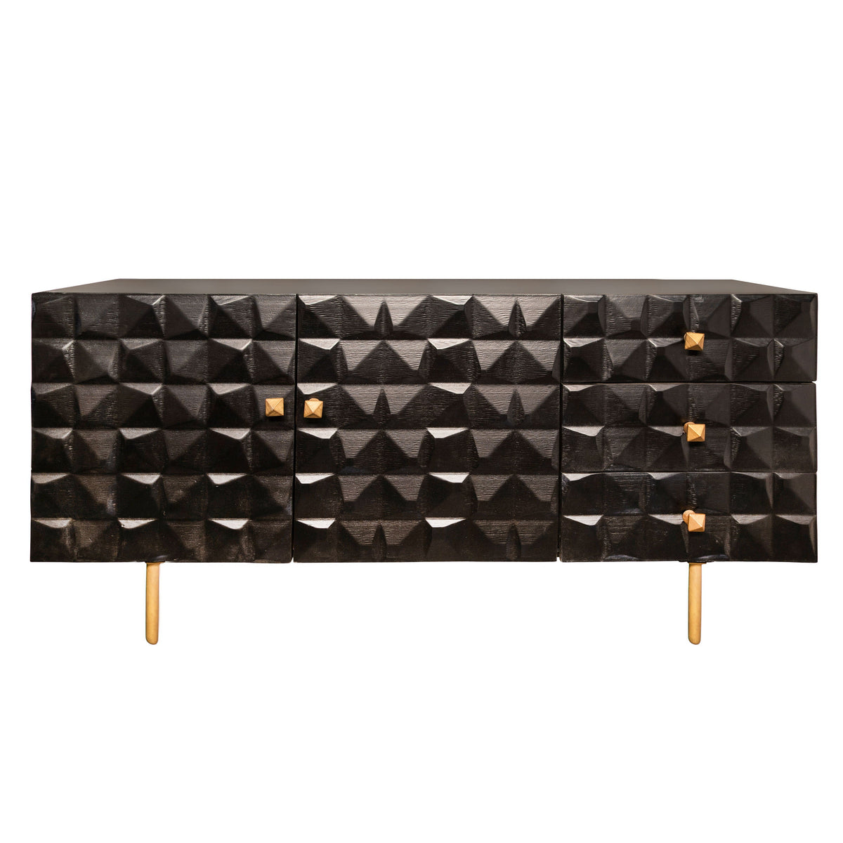 Wood 3-Drawer Sideboard 63 / 30" - Black