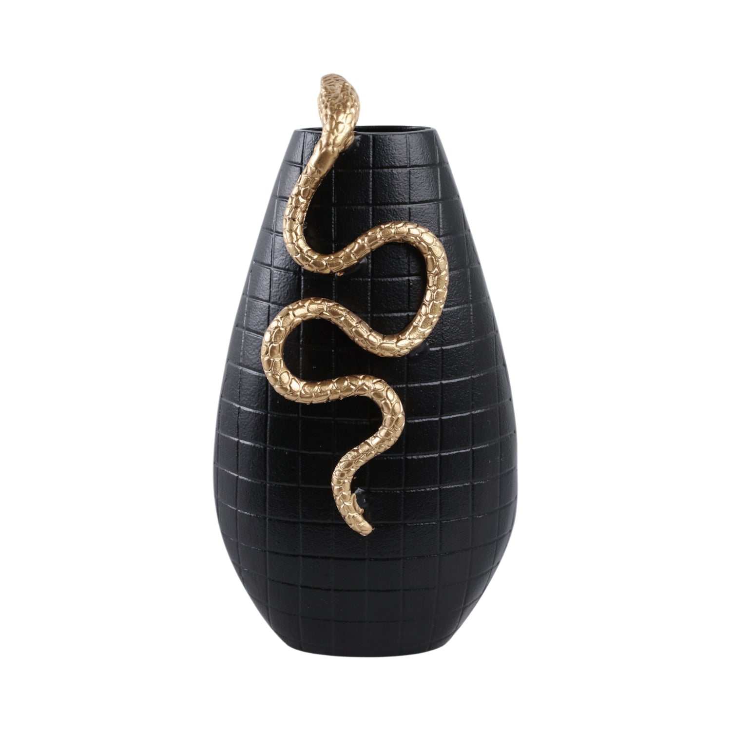 10" Curved Snake On Vase - Black