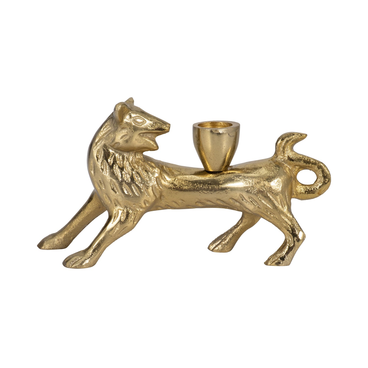 8" Fox Taper Candle Holder - Gold