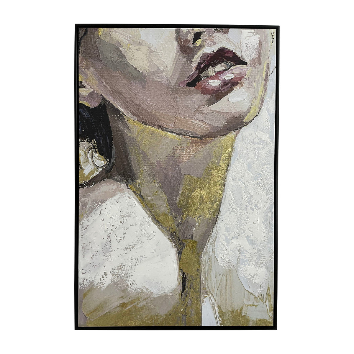 32 x 48 Framed Handpainted Leaf Portrait - Gold