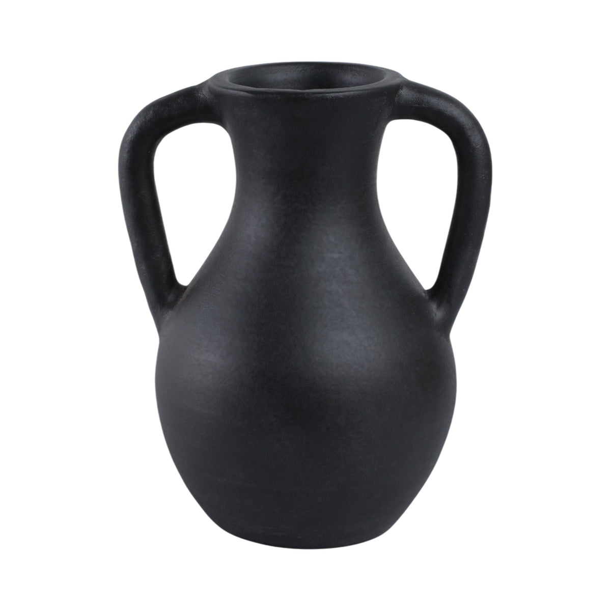Terracotta Jug Vase With Handles - Black