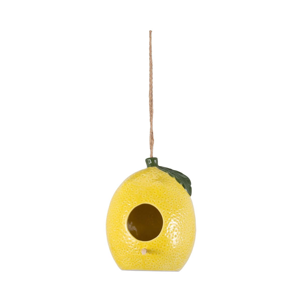 7" Lemon Bird House / Feeder - Yellow / Green