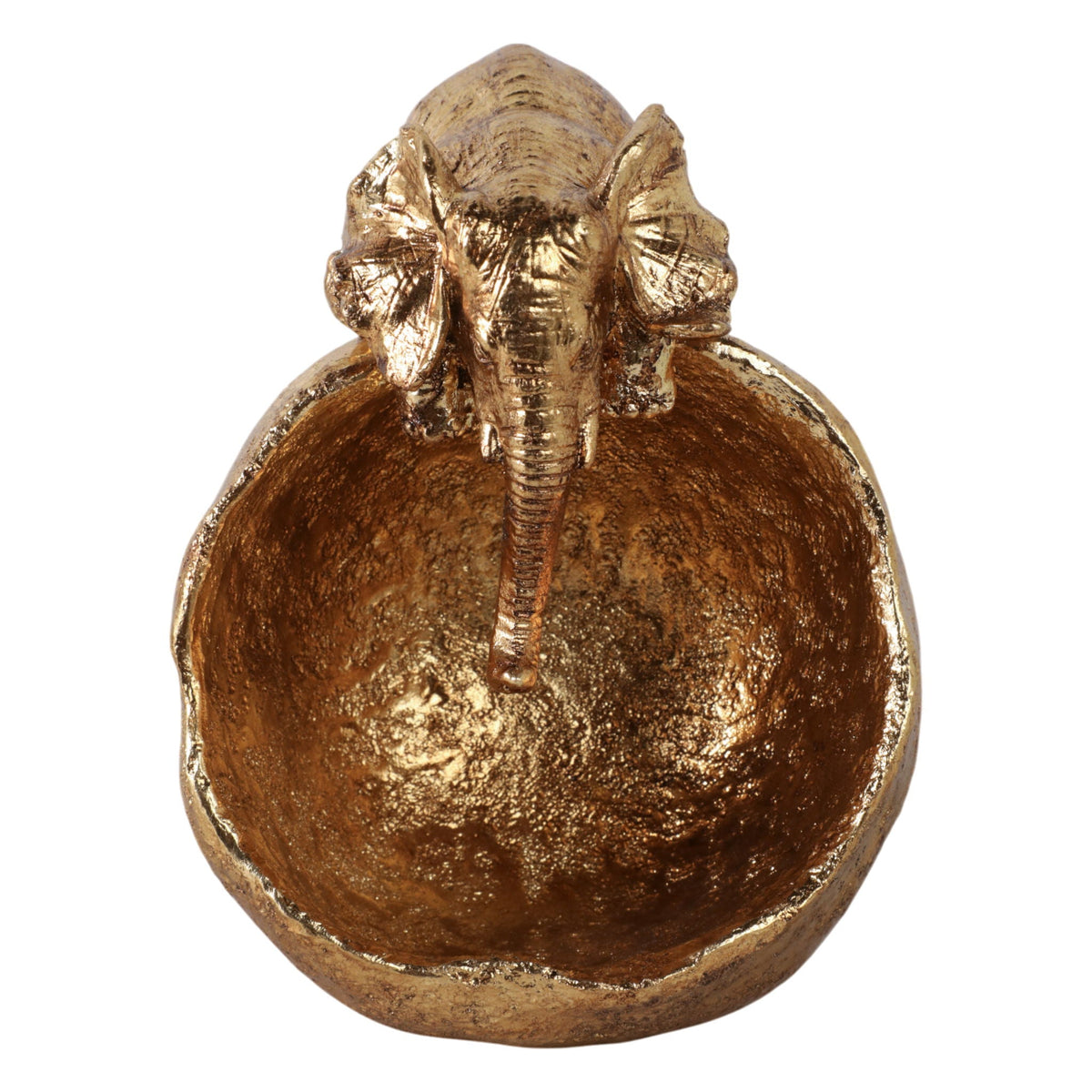 7" x 6" Elephant Looking Into Bowl - Gold