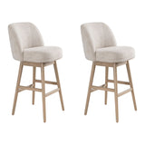 Sadie - Solid Wood Upholstered 30" Bar Height Swivel Barstool