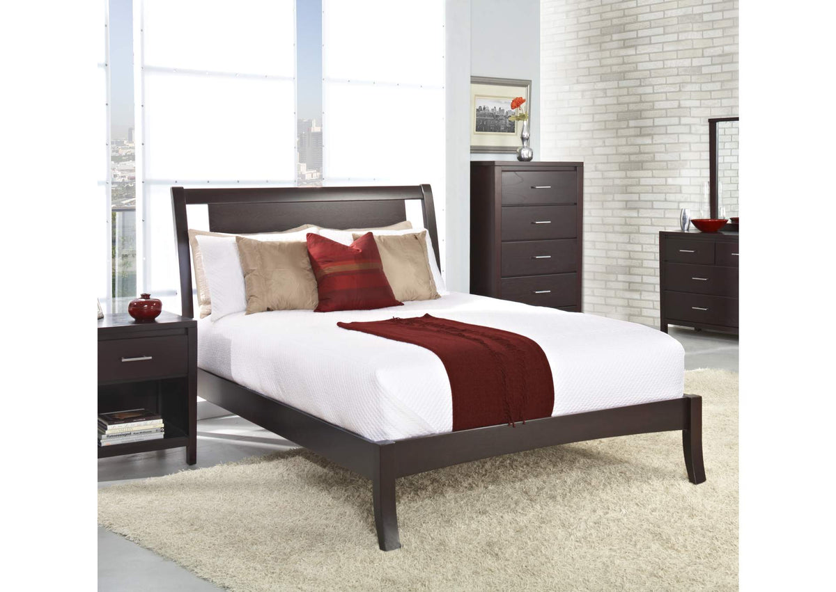 NV23L4 Nevis Wood Sleigh Bed In Espresso