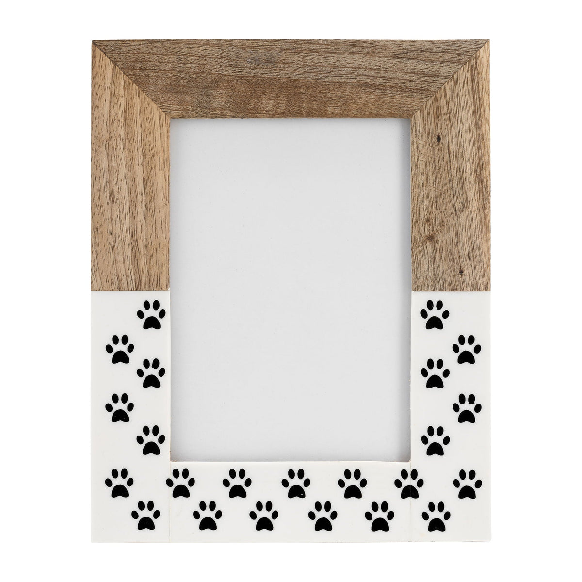 5" x 7" Wood Dog-paws Photo Frame - White