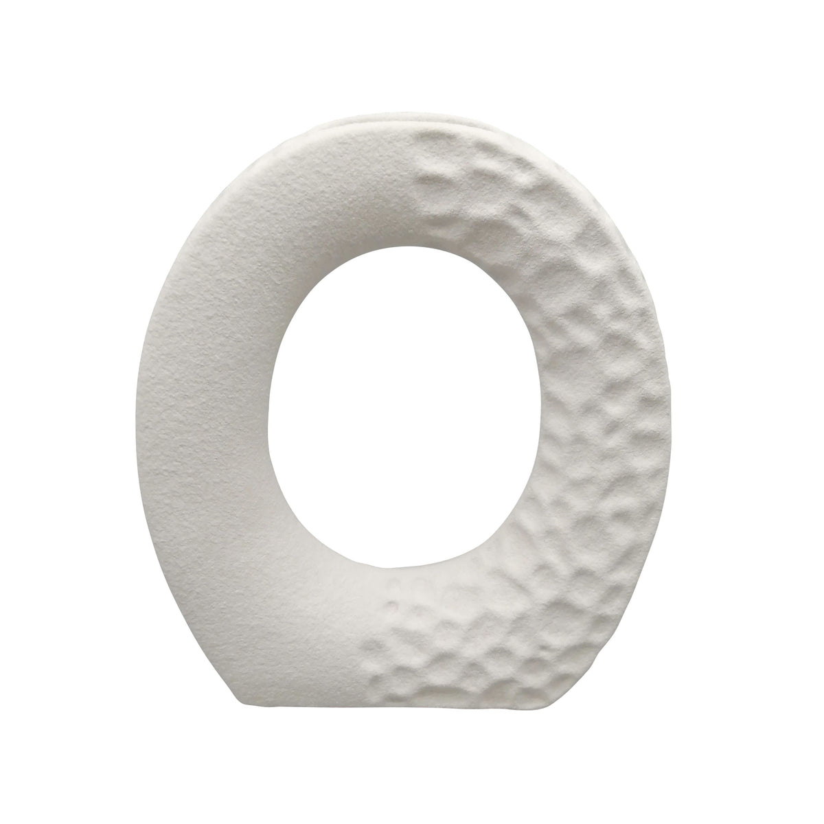 7" Rough Finish Open Cut-Out With Vase Opening - White