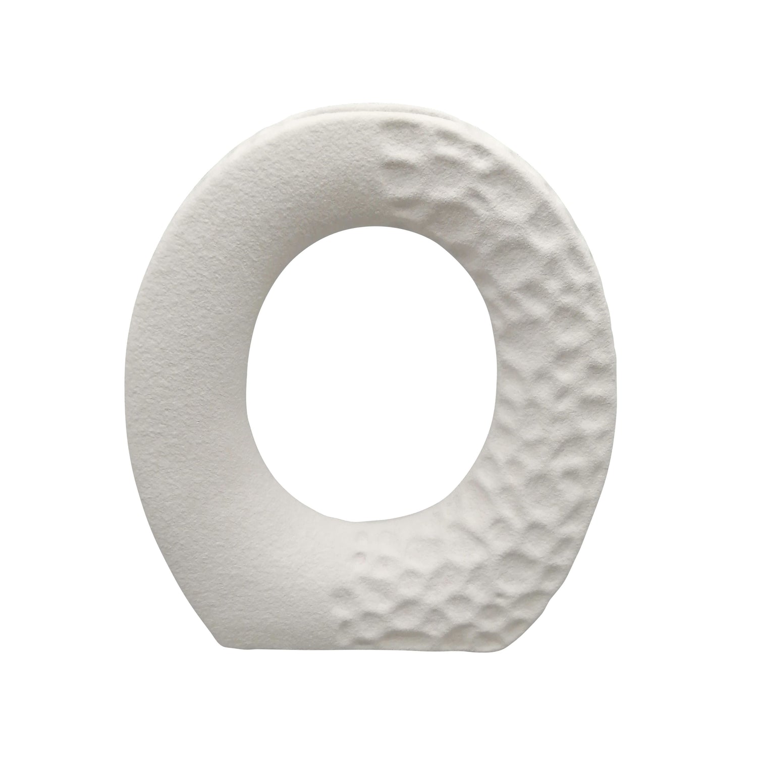 7" Rough Finish Open Cut-Out With Vase Opening - White