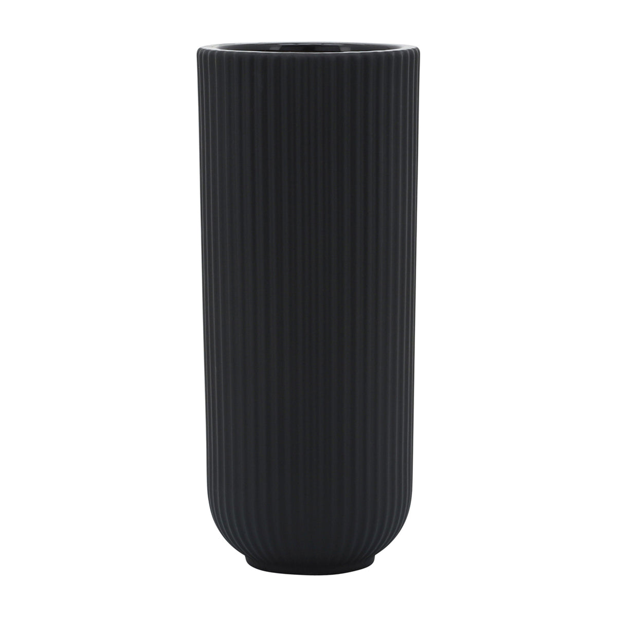 Ceramic 11" Ridged Vase - Black