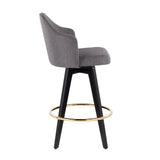 Ahoy - Counter Stool - Wood Legs And Round Metal Footrest Fabric Seat (Set of 2)