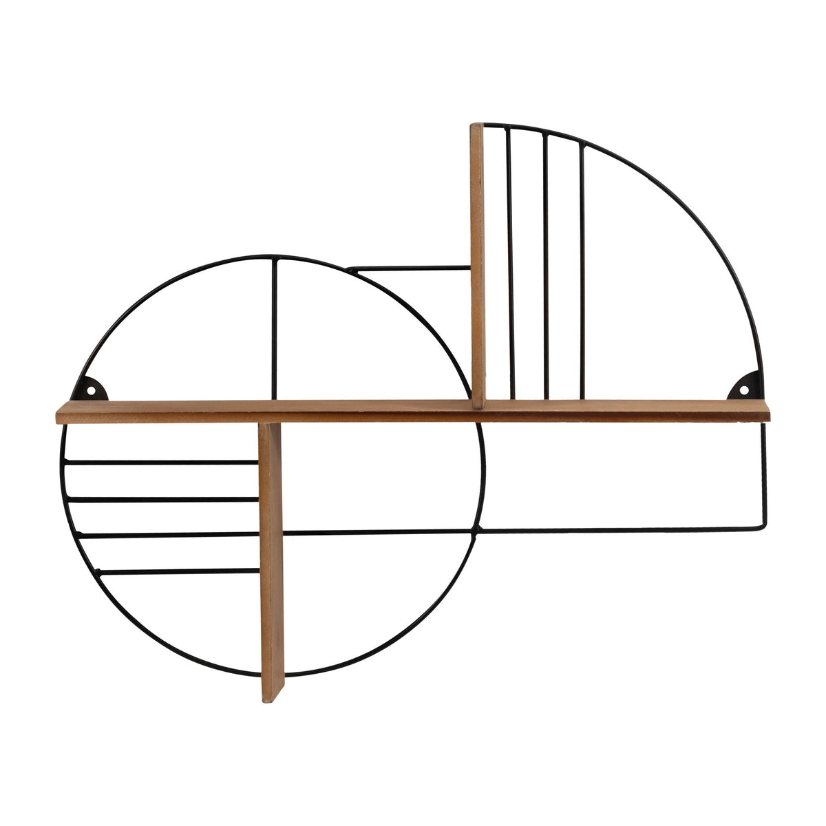 Metal / Wood Modern Circles Wall Shelf 24" - Natural