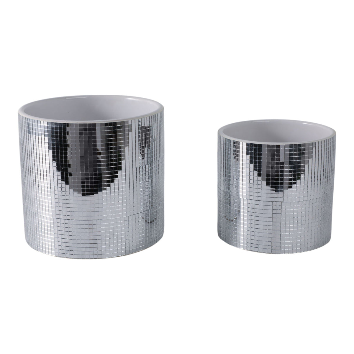 6 / 7" Disco Planter (Set of 2) - Silver