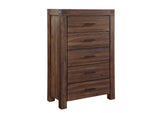 3F4184A Meadow Five Drawer Solid Wood Chest In Brick Brown (2024)