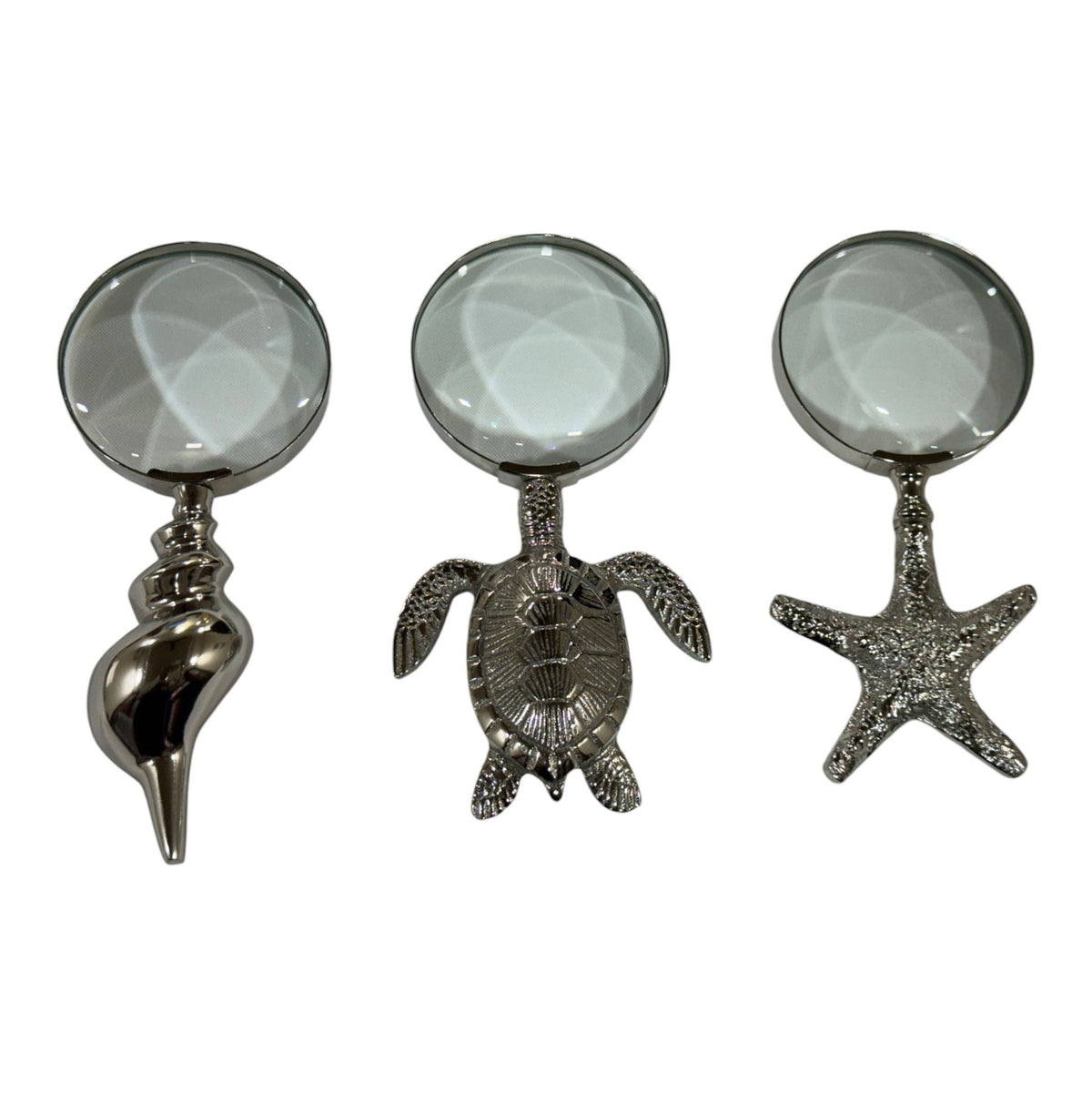 7" Coastal Icons Magnifying Glasses (Set of 3) - Silver