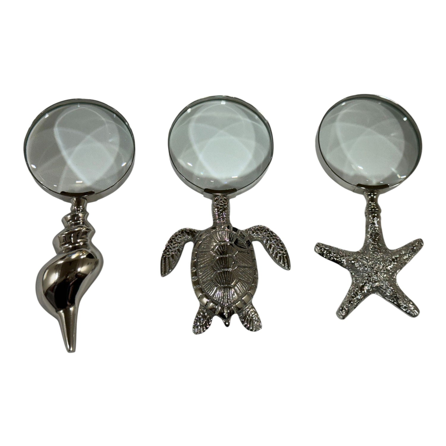 7" Coastal Icons Magnifying Glasses (Set of 3) - Silver