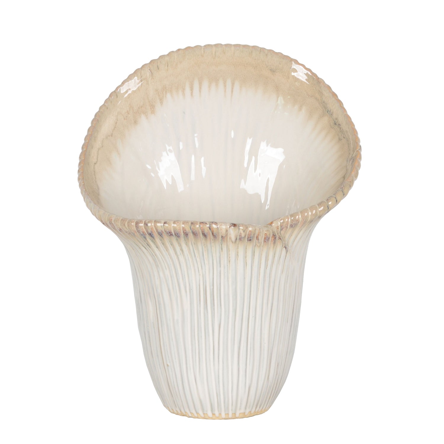 Sopron Large Mushroom Vase - Ivory / Beige