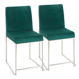 Fuji - High Back Dining Chair - Velvet Seat And Stainless Steel (Set of 2)