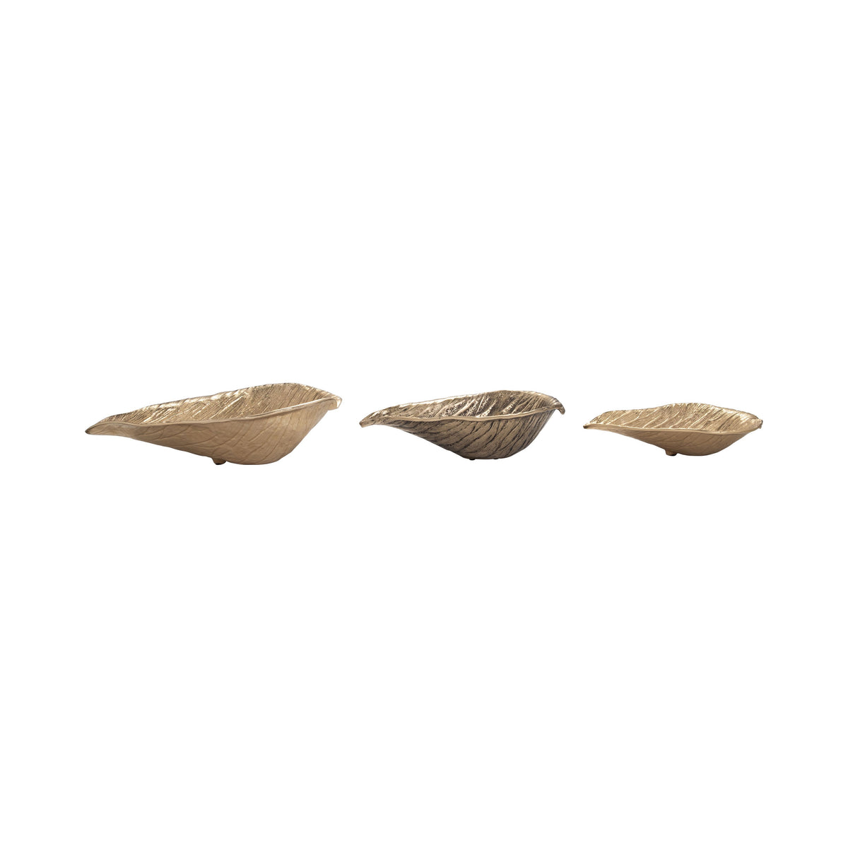 12" / 15" / 18" Padua Leaf Bowls (Set of 3) - Gold