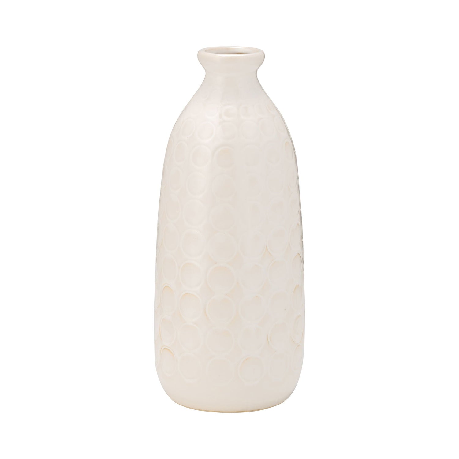 Ceramic Circles Vase 12" - Beige