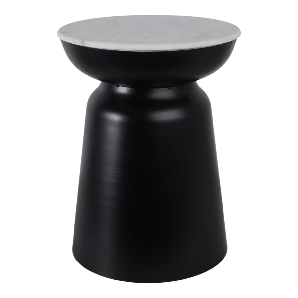 20" x 15" Metal Accent Table Marble Top - Black / White