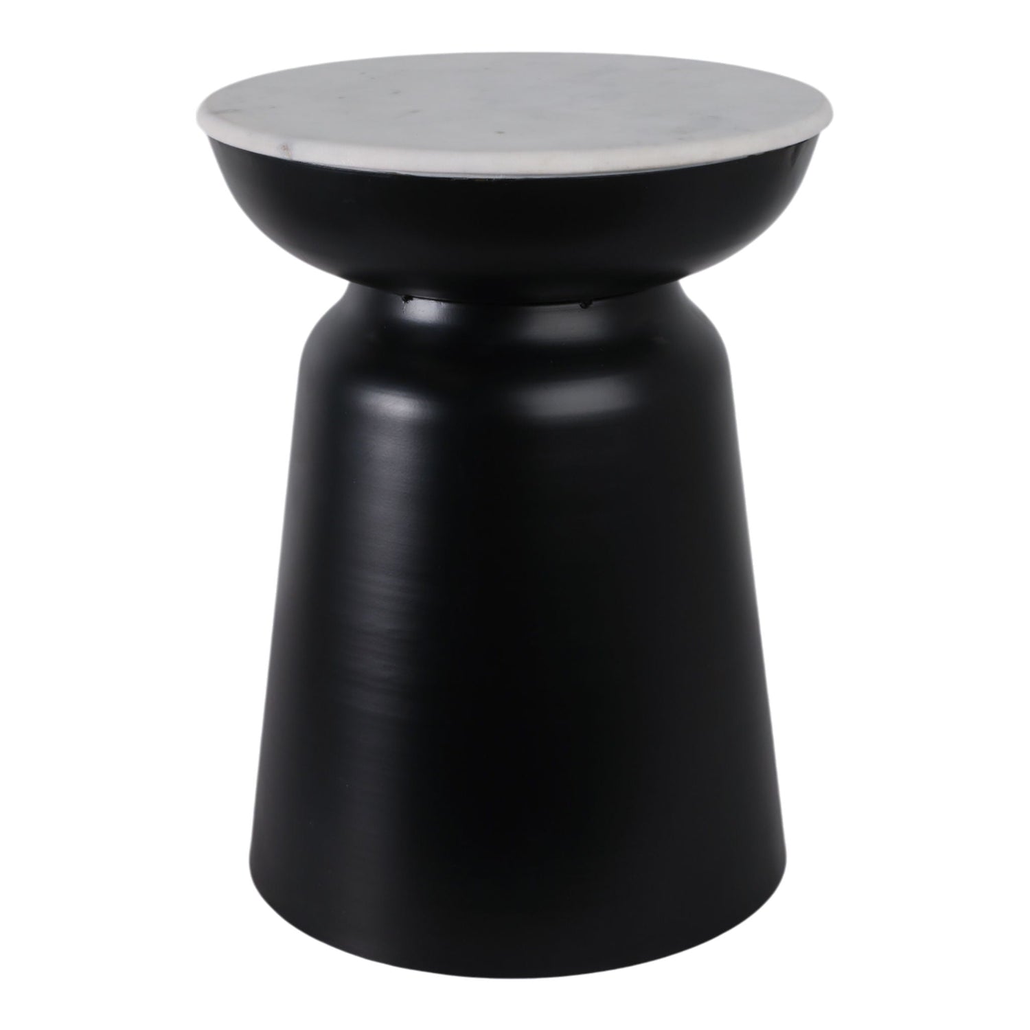 20" x 15" Metal Accent Table Marble Top - Black / White