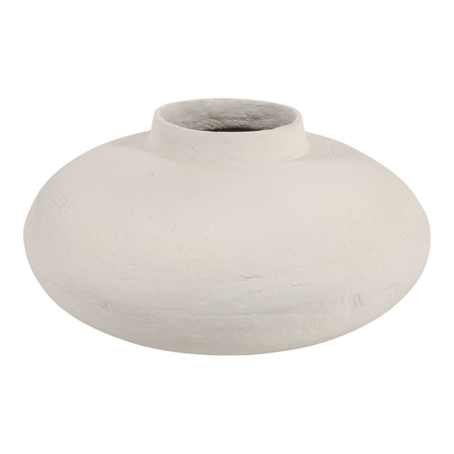 15" x 8" Paper Mache Low Vase - Ivory