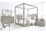 AZBXH6 Oxford Upholstered Canopy Bed In Mineral