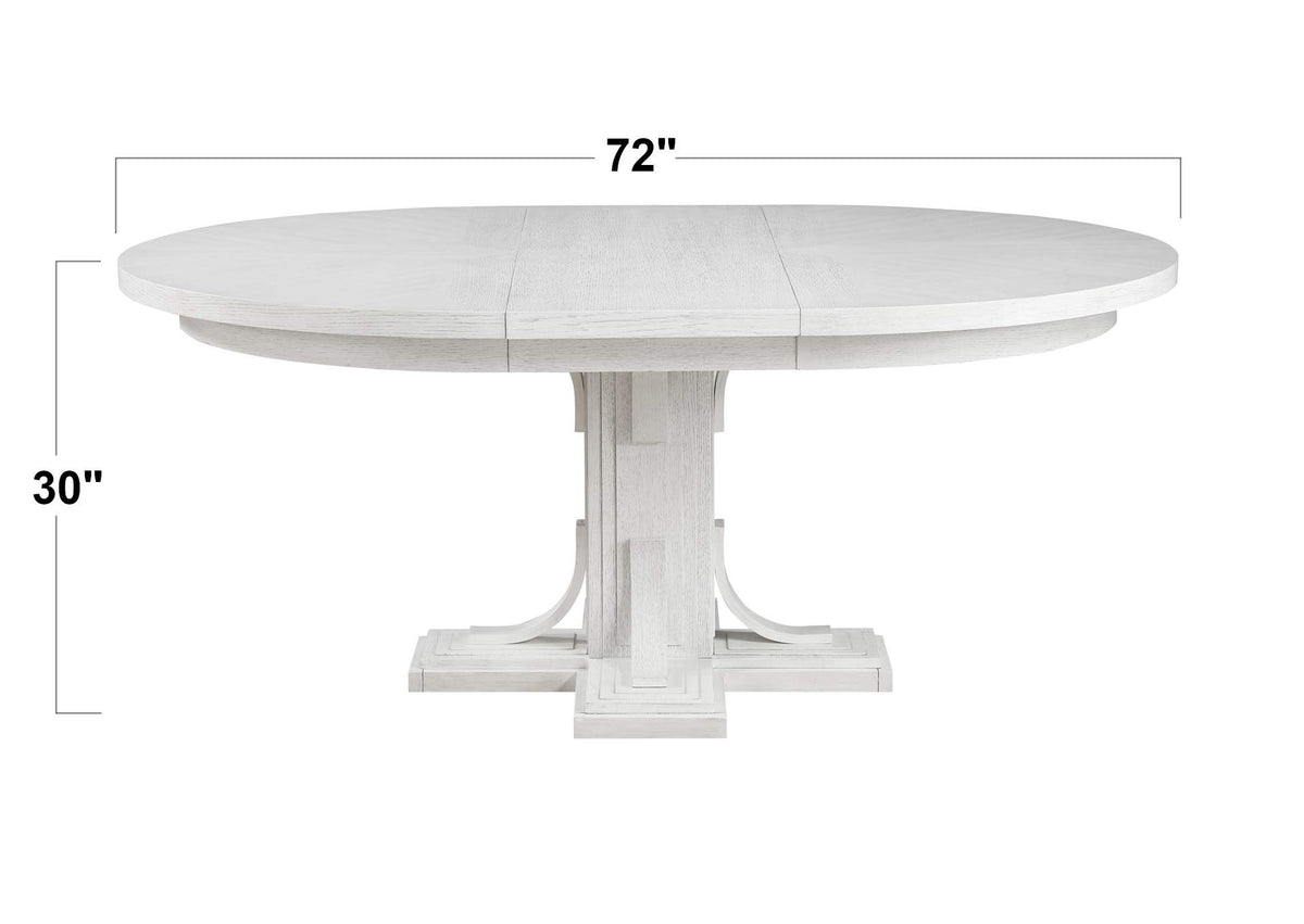 AG-638-072TB Sunset Trading Dover 54-72" Oval Expandable Pedestal Dining Table | White Dove Wood