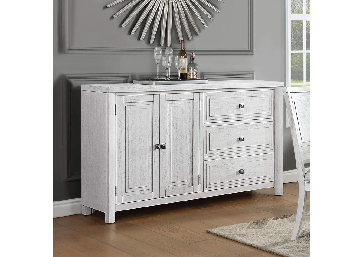 AG-638-894 Sunset Trading Dover 62" Sideboard Server Table with Cabinets & Drawers | White Dove Wood