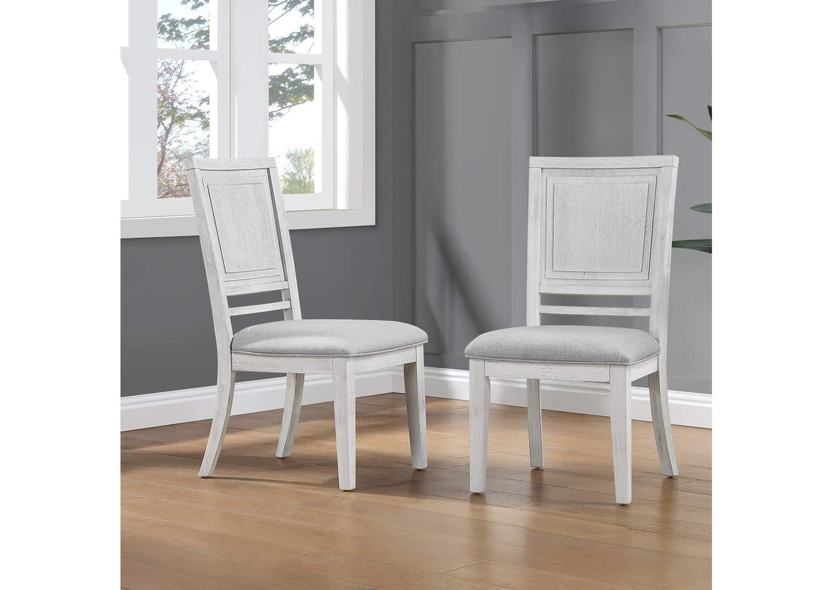 AG-638-900-2 Sunset Trading Dover Dining Side Chair | Padded Upholstered Seat | Set of 2 | White Dove Wood