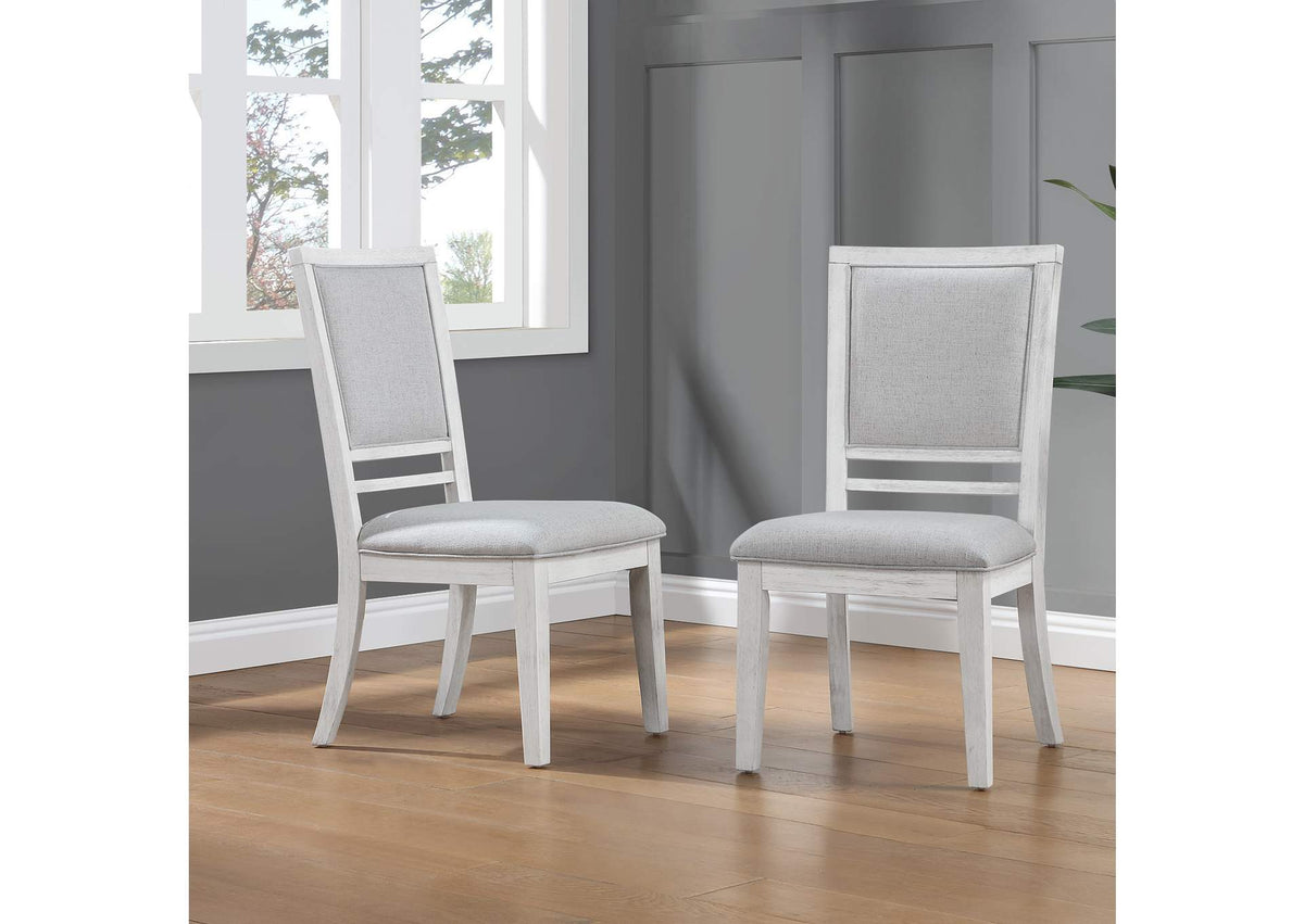 AG-638-901-2 Sunset Trading Dover Dining Side Chair | Padded Upholstered Seat & Back | Set of 2 | White Dove Wood