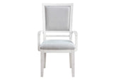 AG-638-906-2 Sunset Trading Dover Dining Chair with Arms | Padded Upholstered Seat & Back Armchair | Set of 2 | White Dove Wood