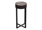 Alex Small 22" Accent Table with Solid Mango Wood Top in Espresso Finish w/ Silver Metal Inlay by Diamond Sofa