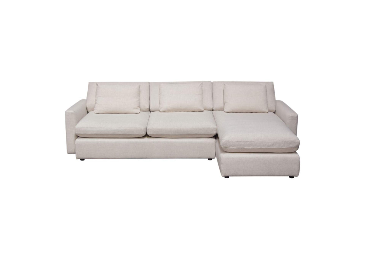 ARCADIACM2PC Arcadia 2pc Reversible Chaise Sectional W/ Feather Down Seating In Cream Fabric