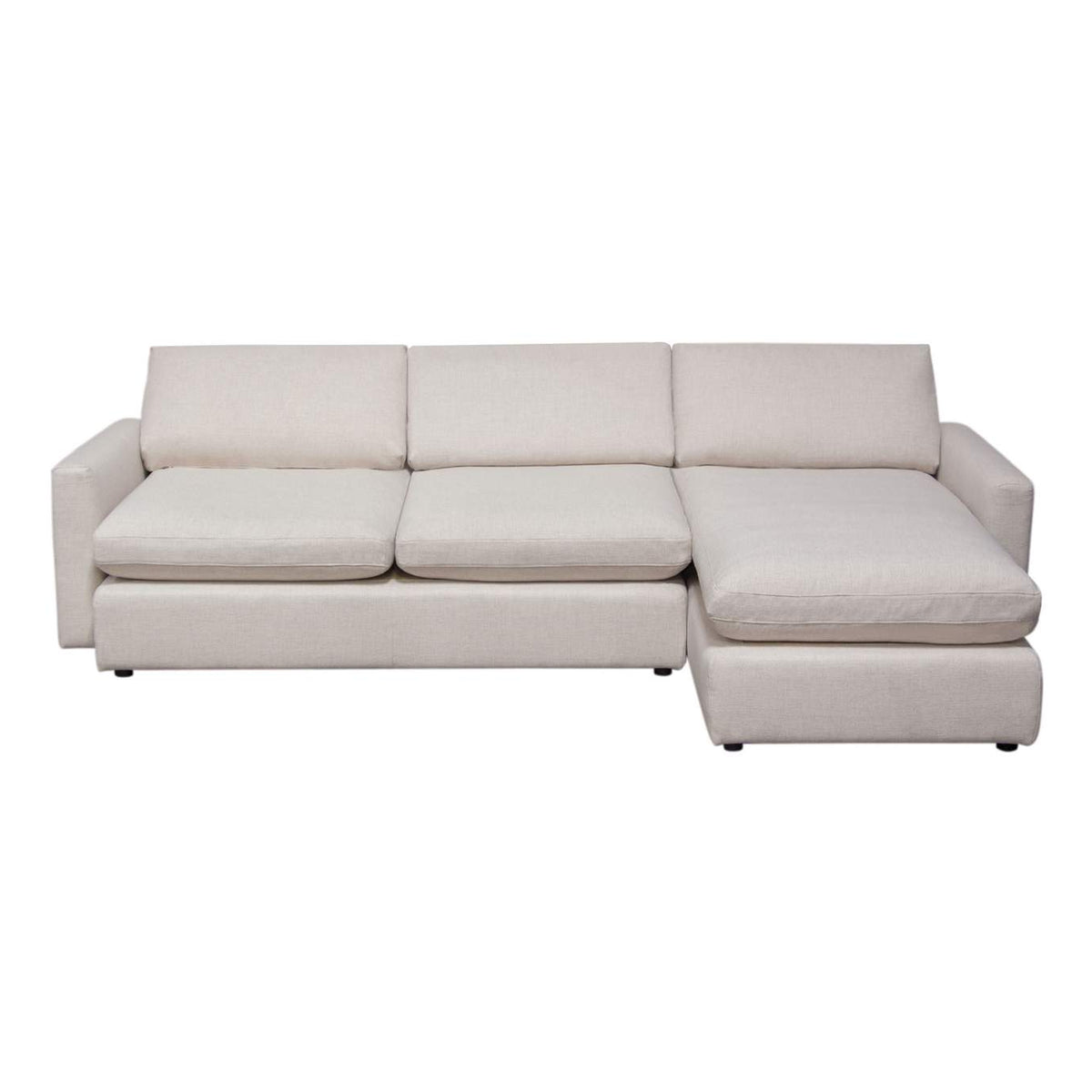 ARCADIACM2PC Arcadia 2pc Reversible Chaise Sectional W/ Feather Down Seating In Cream Fabric