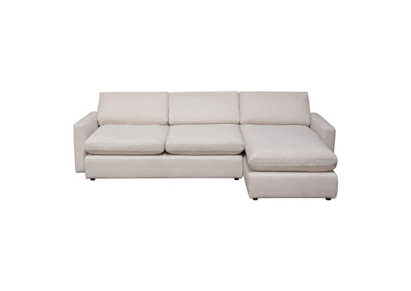 ARCADIACM2PC Arcadia 2pc Reversible Chaise Sectional W/ Feather Down Seating In Cream Fabric