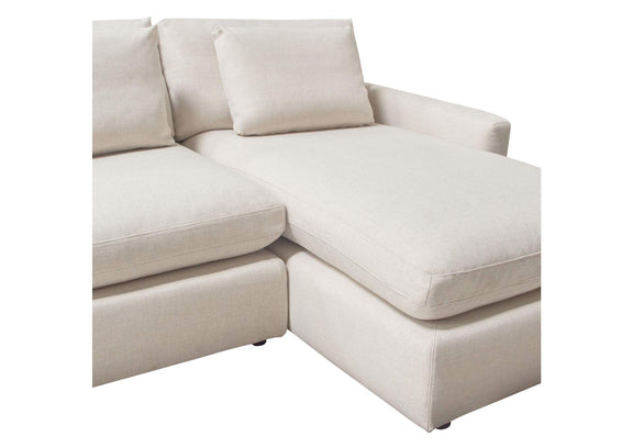 ARCADIACM2PC Arcadia 2pc Reversible Chaise Sectional W/ Feather Down Seating In Cream Fabric