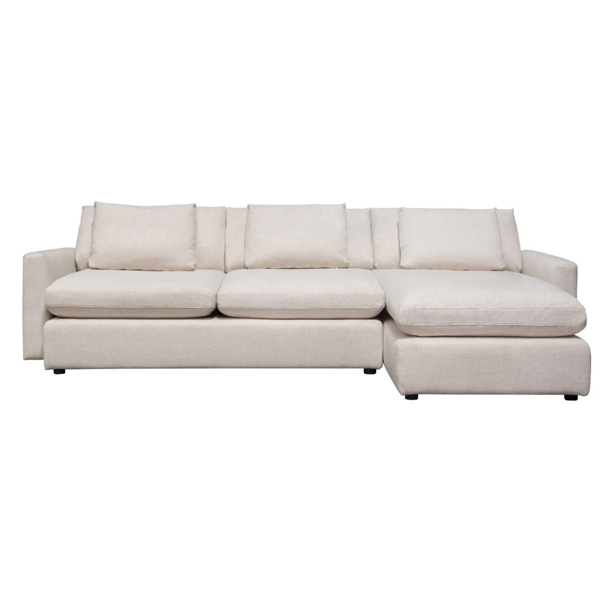 ARCADIACM2PC Arcadia 2pc Reversible Chaise Sectional W/ Feather Down Seating In Cream Fabric