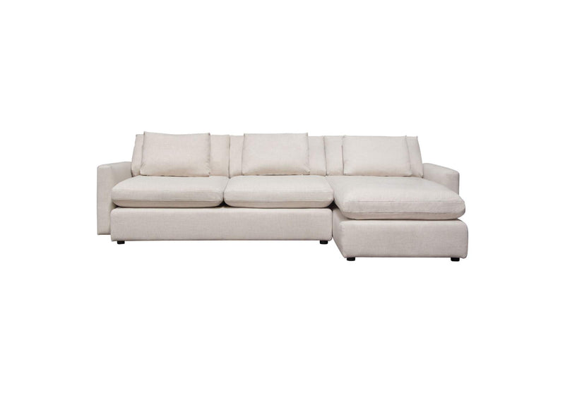 ARCADIACM2PC Arcadia 2pc Reversible Chaise Sectional W/ Feather Down Seating In Cream Fabric