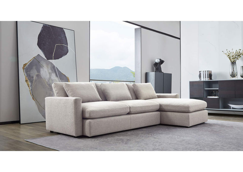 ARCADIACM2PC Arcadia 2pc Reversible Chaise Sectional W/ Feather Down Seating In Cream Fabric