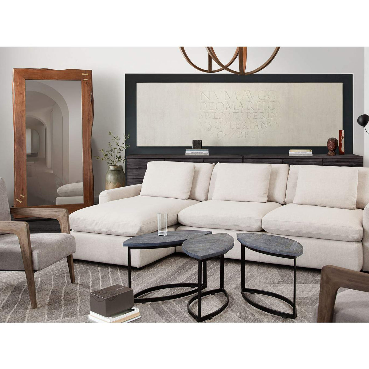 ARCADIACM2PC Arcadia 2pc Reversible Chaise Sectional W/ Feather Down Seating In Cream Fabric