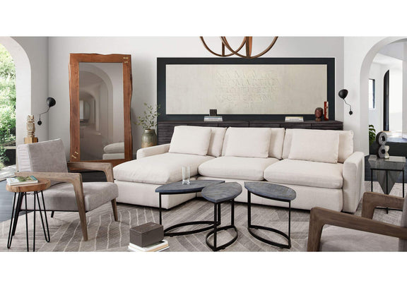 ARCADIACM2PC Arcadia 2pc Reversible Chaise Sectional W/ Feather Down Seating In Cream Fabric