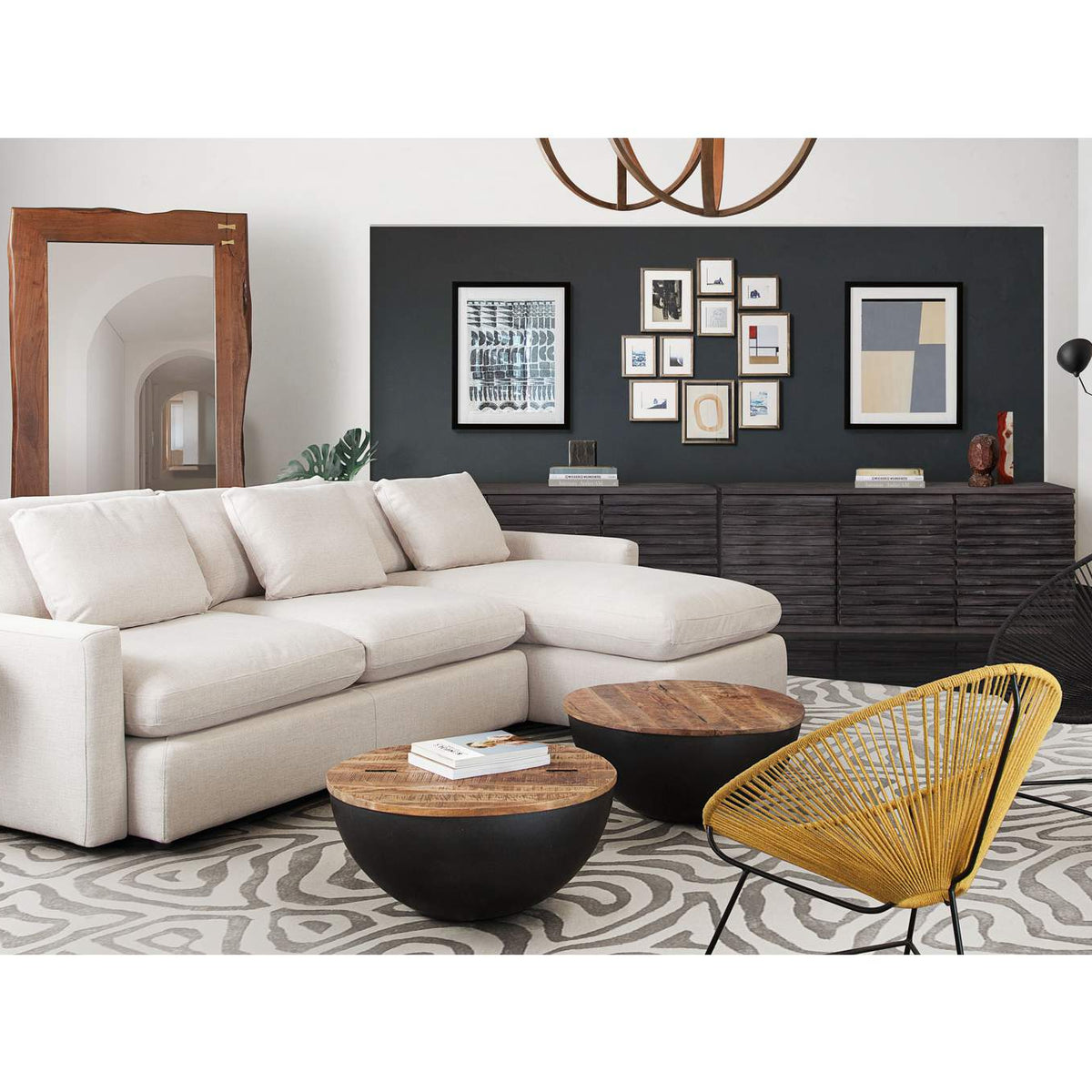 ARCADIACM2PC Arcadia 2pc Reversible Chaise Sectional W/ Feather Down Seating In Cream Fabric